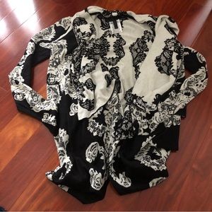 BCBG silk black and white cardigan